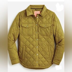 Jcrew quilted lightweight shirt jacket in Mossy Grove